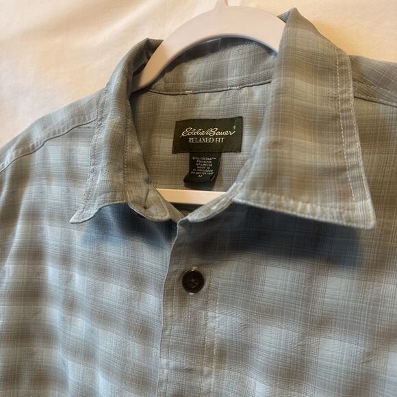 Eddie Bauer Relaxed Fit Men’s M Moisture Wicking Short Sleeve Plaid Shirt Hiking - Picture 5 of 13